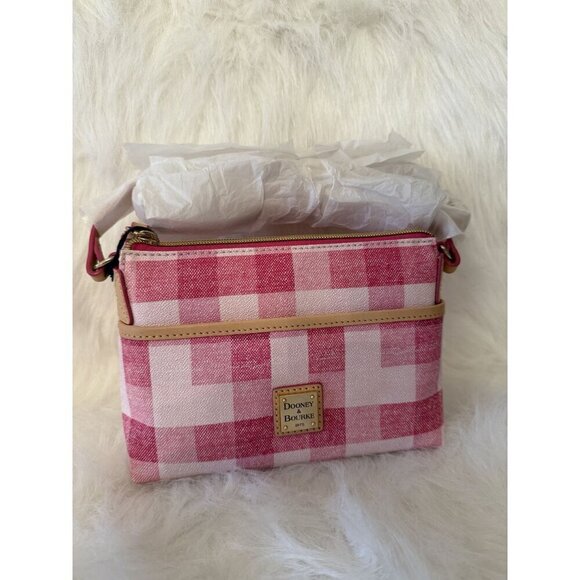 Dooney & Bourke Quad Check Ginger Small Crossbody Pink - Picture 1 of 10